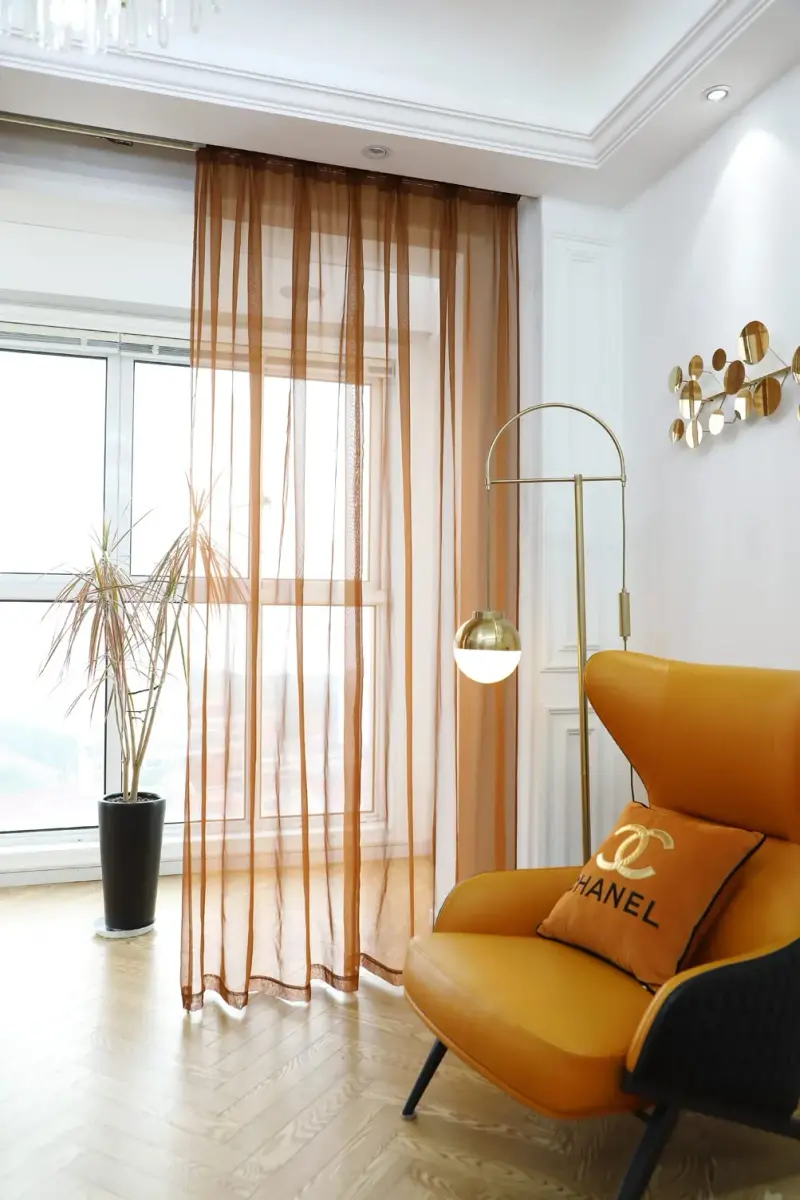 PHILEASY Brown Sheer Curtains 120" Long - Pack of 2 - Light-Filtering Rod Pocket Panels - view 3