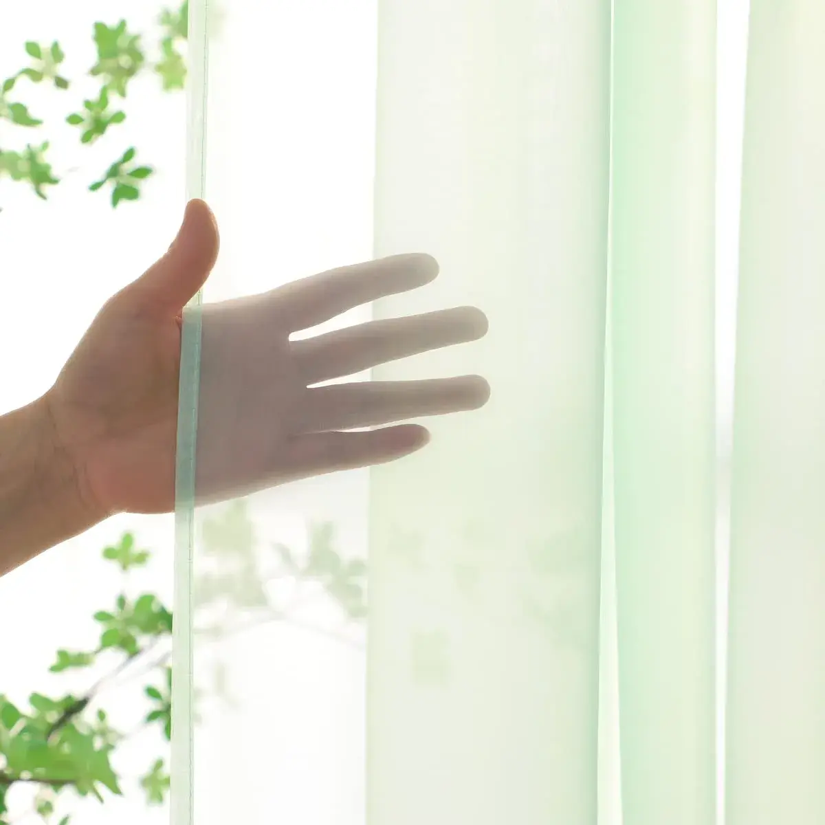 PHILEASY Light Green Sheer Curtains 63" L (Pack of 2) | Light-Filtering Rod Pocket Panels - view 4