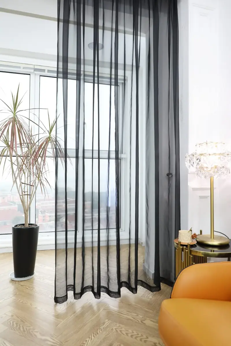 PHILEASY Black Sheer Curtains 160" Long - 2 Panels | Light-Filtering Rod Pocket - view 3