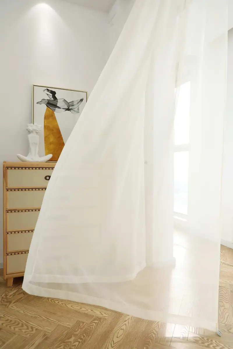 PHILEASY Beige 52"W x 130"L Sheer Curtains - Pack of 2 | Light-Filtering Rod Pocket Panels - view 3
