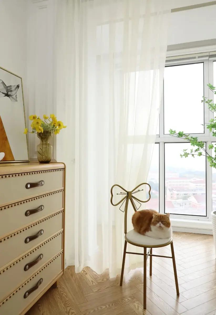 PHILEASY Beige 52"W x 130"L Sheer Curtains - Pack of 2 | Light-Filtering Rod Pocket Panels - view 4