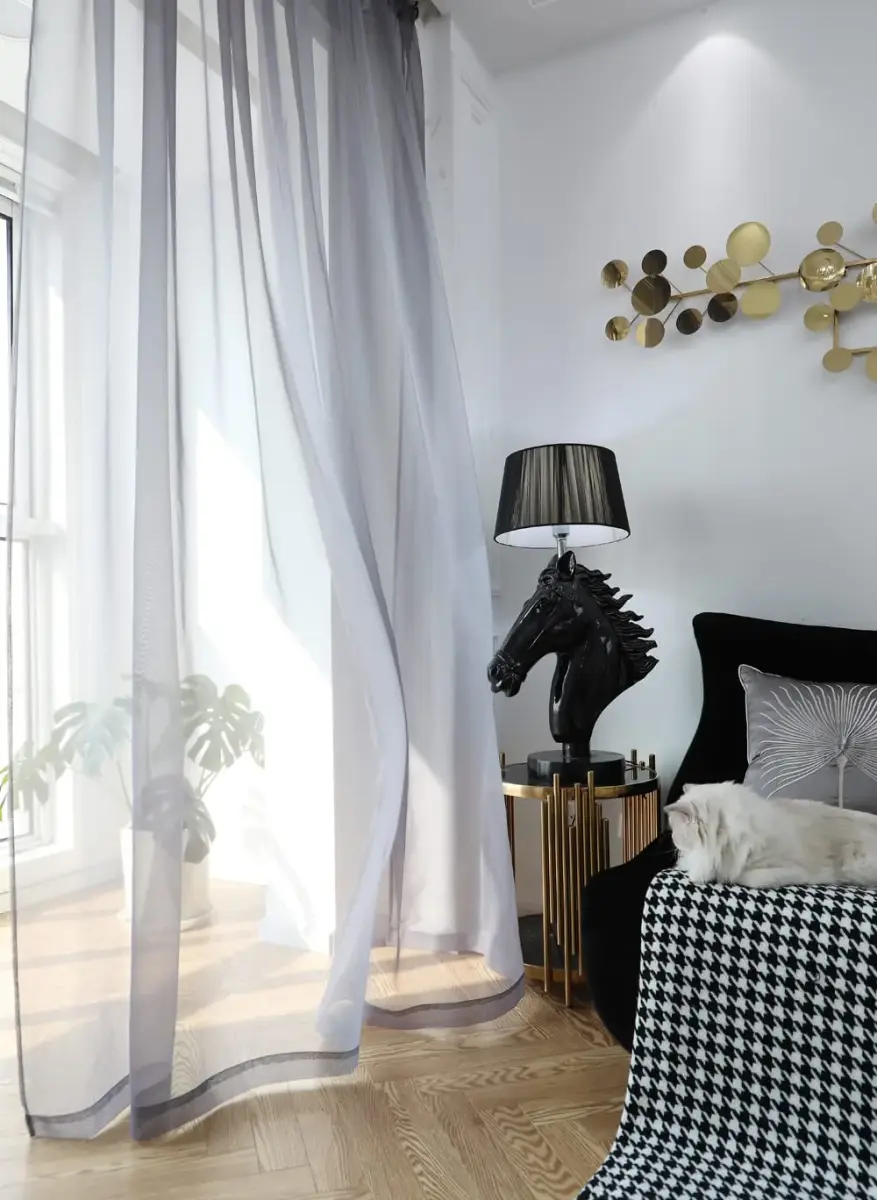 PHILEASY Dark Gray Sheer Curtains 90" L (Pack of 2) | Light-Filtering Rod Pocket Panels - view 3