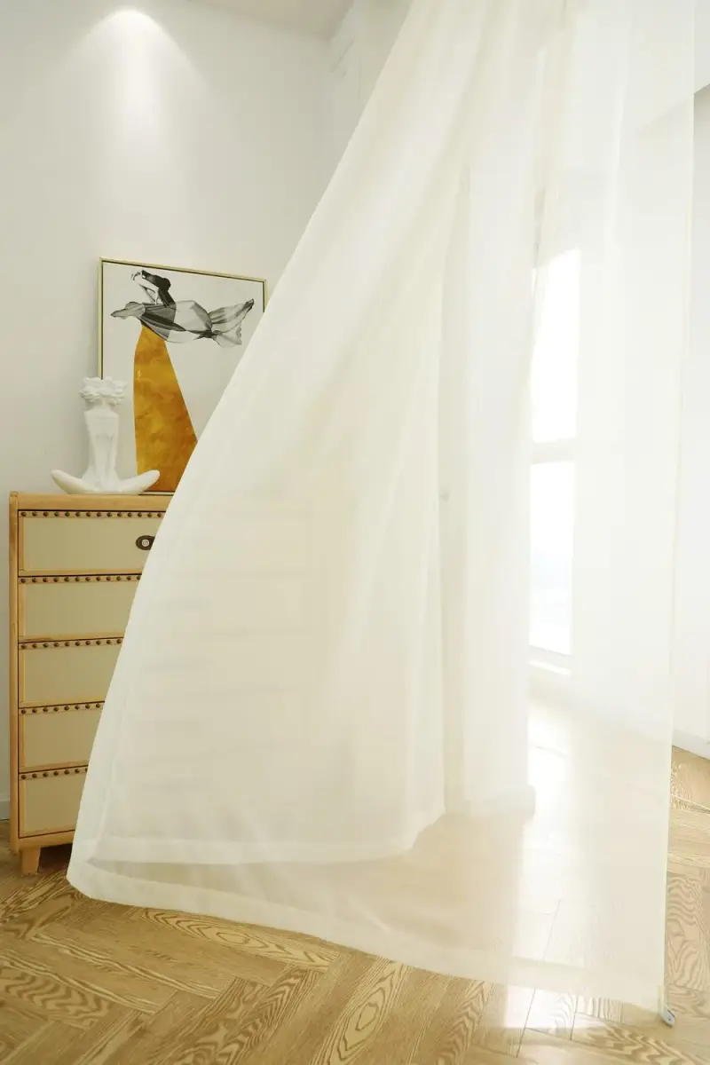PHILEASY Light Yellow Sheer Curtains 90" Long x 52" Wide - 2 Panels, Light-Filtering Rod Pocket - view 3
