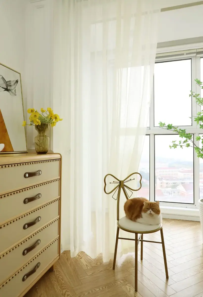 PHILEASY Light Yellow Sheer Curtains 90" Long x 52" Wide - 2 Panels, Light-Filtering Rod Pocket - view 4