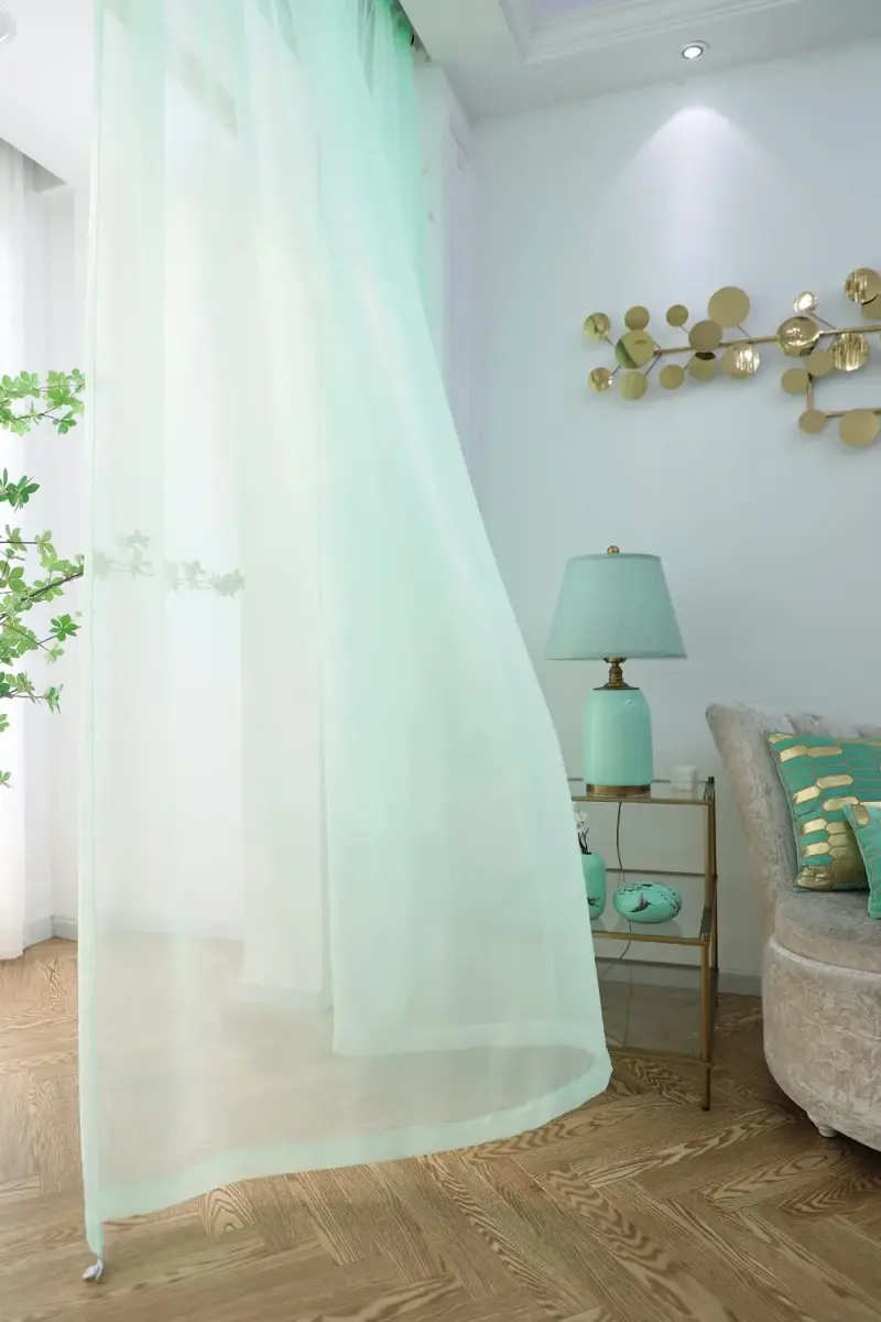 PHILEASY Light Green Sheer Curtains 130 Inch Long | 2 Panels | Light-Filtering Rod Pocket - view 3