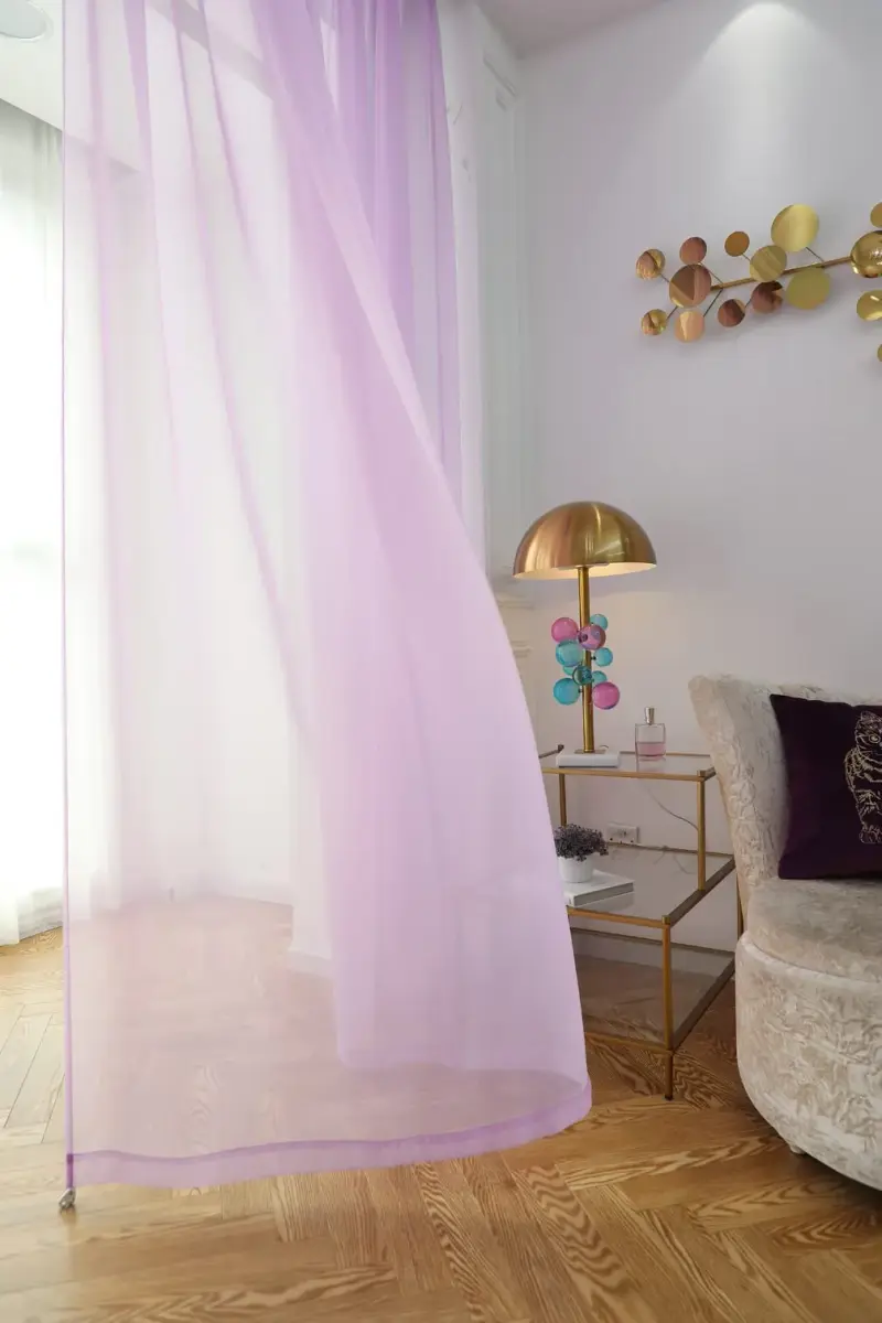 PHILEASY Purple Sheer Curtains 95" Long - Pack of 2 Light-Filtering Rod Pocket Panels - view 3