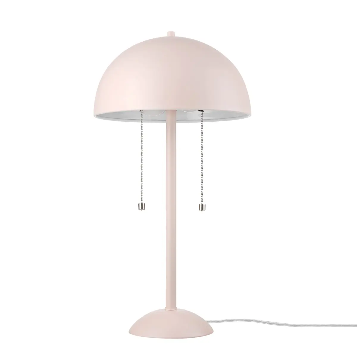 Globe Electric Luna 21" 2-Light Table Lamp, Pink & Nickel | Modern Mushroom Shade, Double Pull Chains - main product image