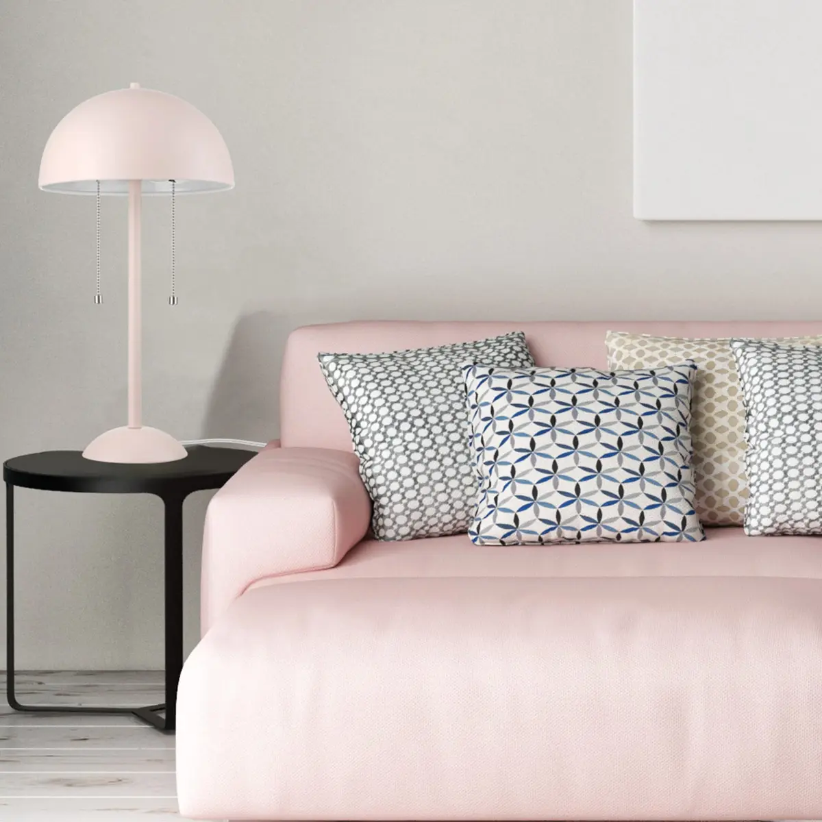 Globe Electric Luna 21" 2-Light Table Lamp, Pink & Nickel | Modern Mushroom Shade, Double Pull Chains - view 2