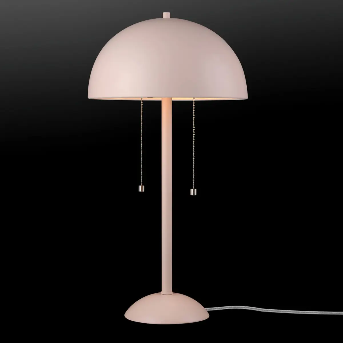 Globe Electric Luna 21" 2-Light Table Lamp, Pink & Nickel | Modern Mushroom Shade, Double Pull Chains - view 3