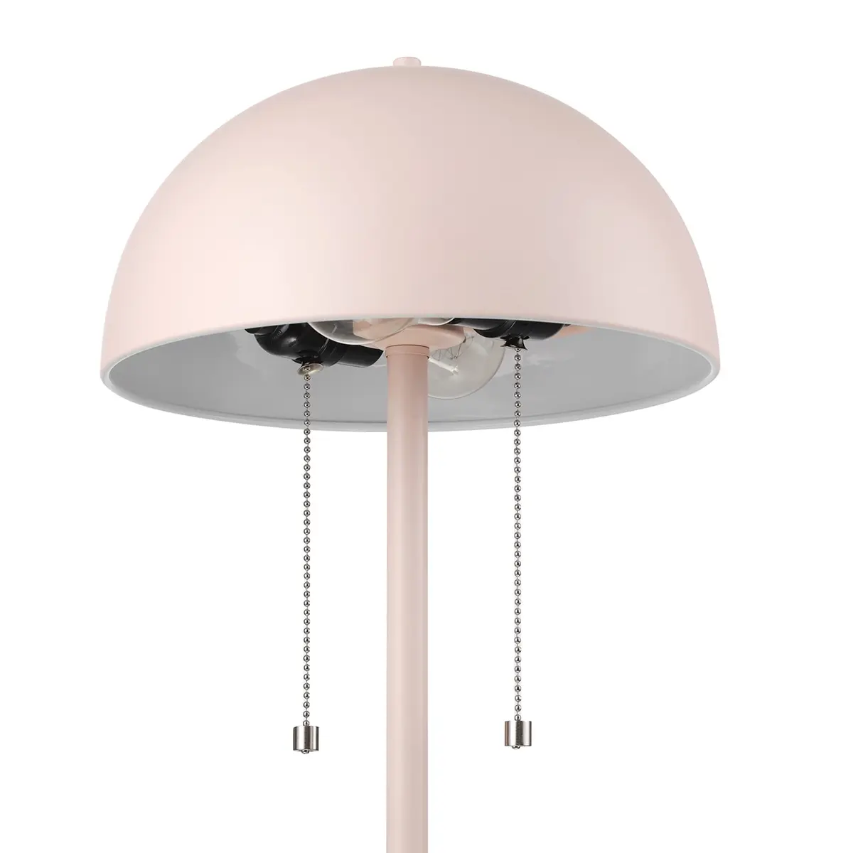 Globe Electric Luna 21" 2-Light Table Lamp, Pink & Nickel | Modern Mushroom Shade, Double Pull Chains - view 4