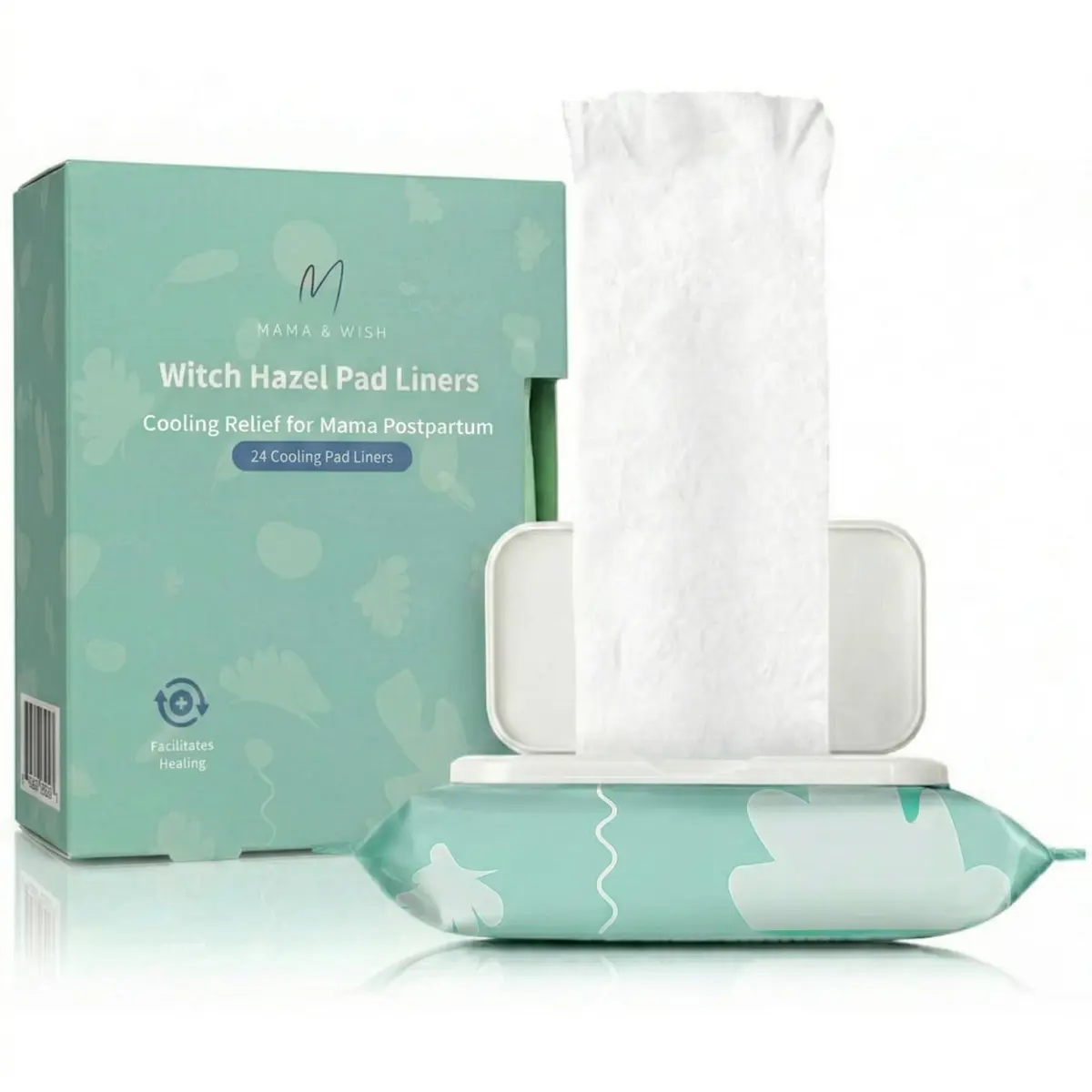 Mama & Wish Witch Hazel Pads for Postpartum Care | 24 Full-Length Liners - main product image