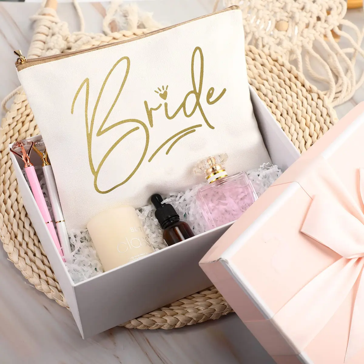 Weewooday 8 Pcs Bridesmaid Makeup Bag Matron of Honor Gifts | Lovely Pattern, Canvas, Zipper - view 5