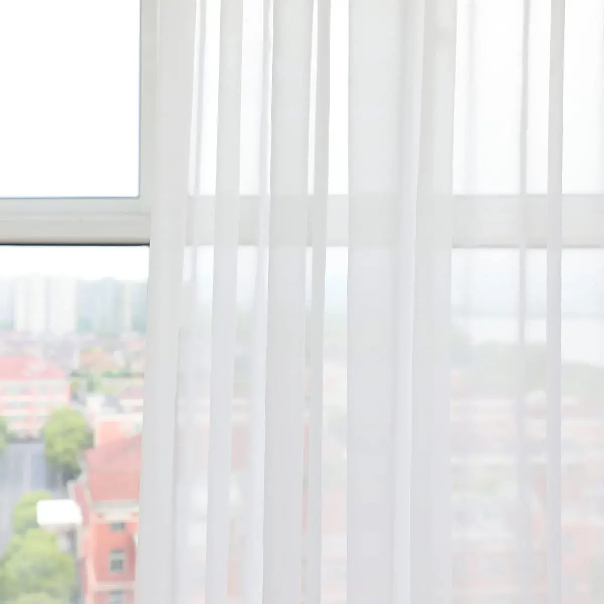PHILEASY White Sheer Curtains 95 Inches Long | Pack of 2 | 52"W x 95"L Light-Filtering Rod Pocket Panels - view 4