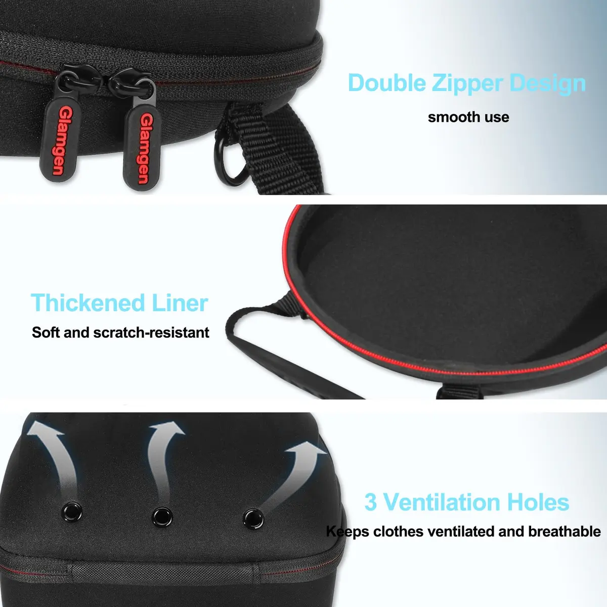 Glamgen Hard Hat Travel Case for 6 Baseball Caps | Protects Shape, Dust-Proof, Lightweight Organizer Bag with Shoulder Strap - view 5