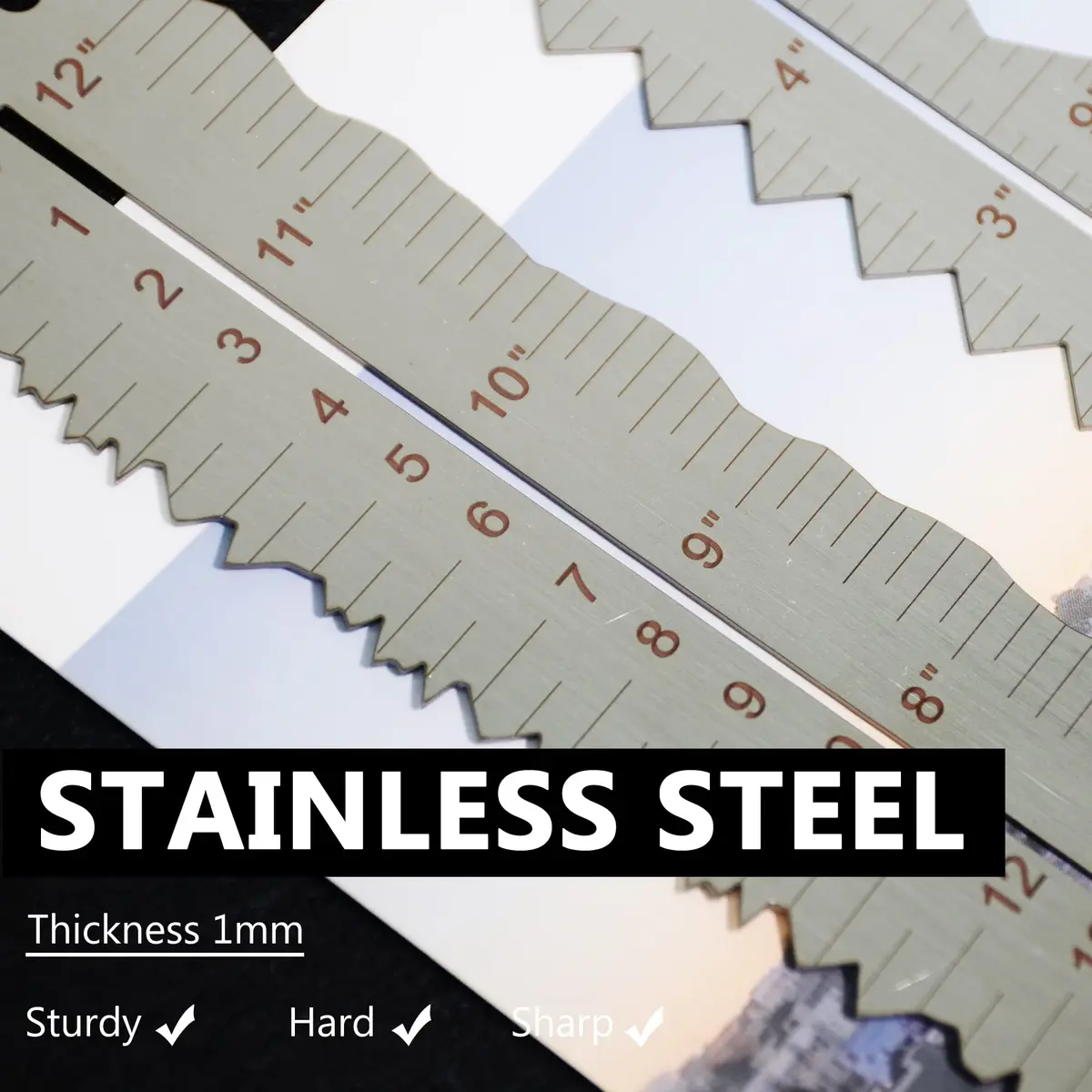 UPTTHOW Metal Irregular Edges Ruler for Paper Tearing | 12" Measuring Tool for Drawing & DIY - view 5