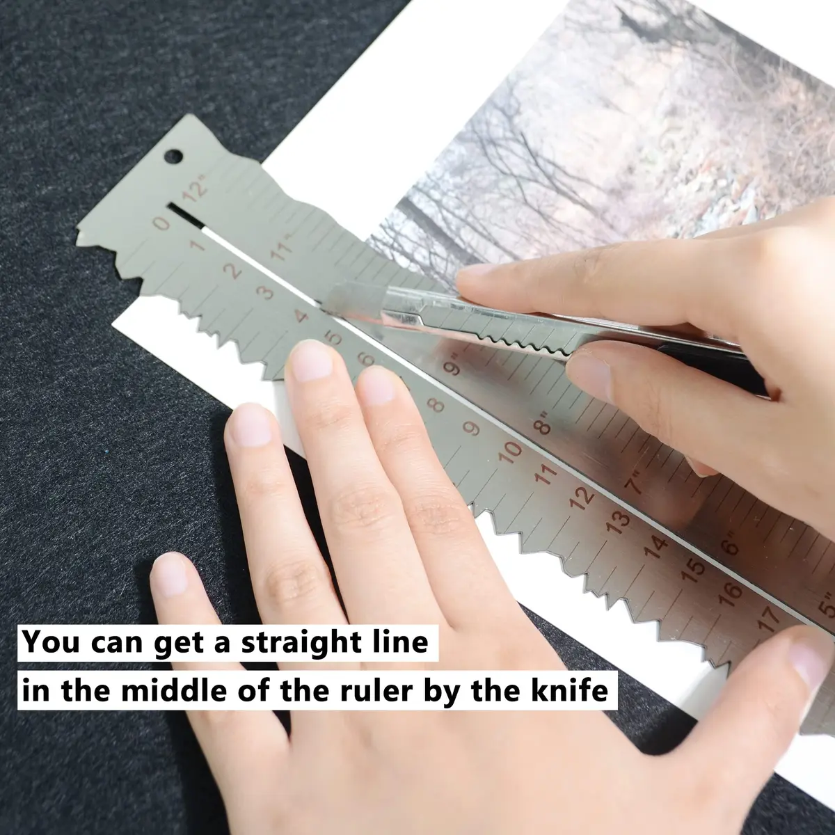 UPTTHOW Metal Irregular Edges Ruler for Paper Tearing | 12" Measuring Tool for Drawing & DIY - view 4