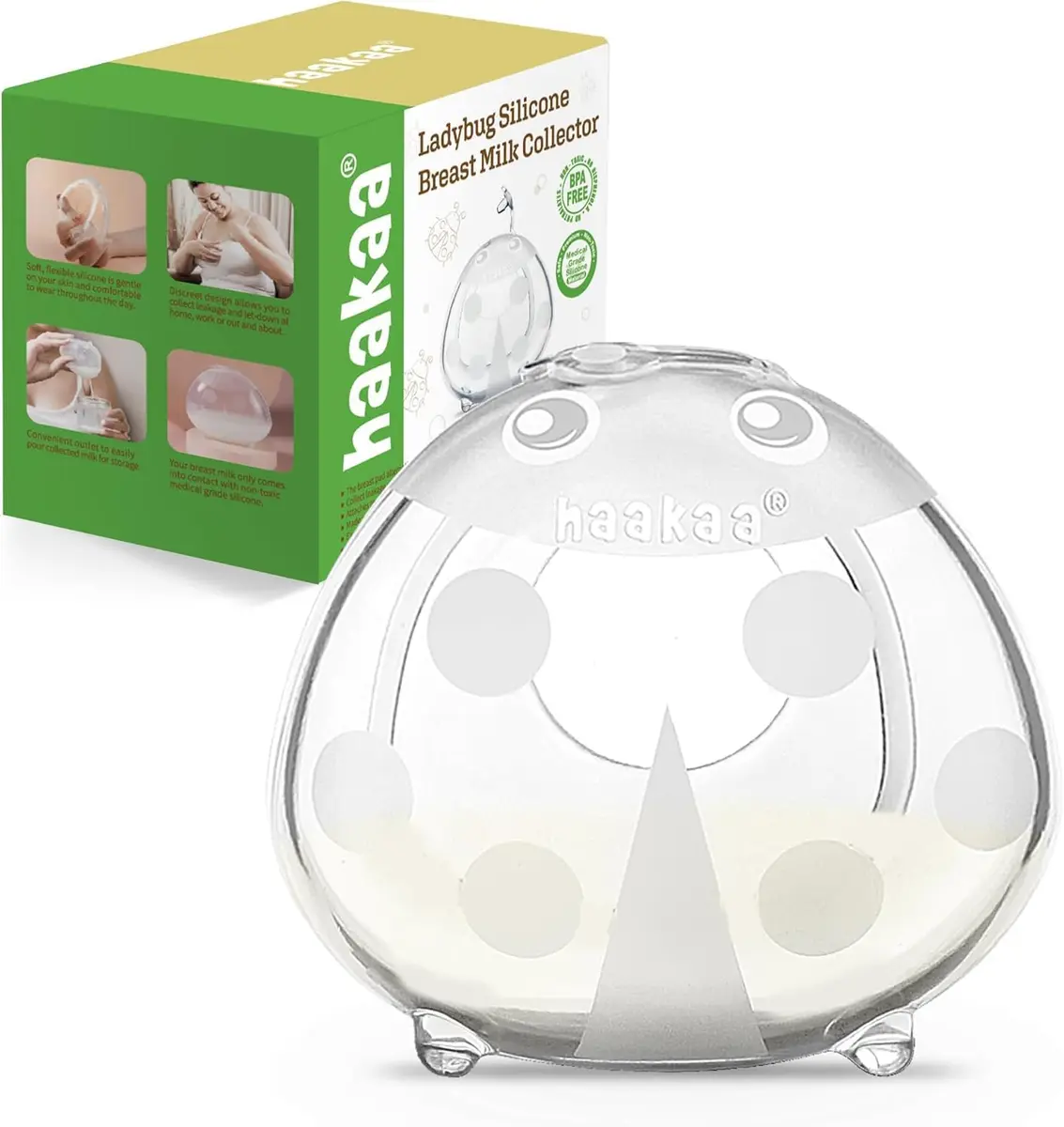 Haakaa Ladybug Milk Collector 40ml (1.4oz) | Soft Silicone Breast Shell for Breastfeeding Moms - main product image