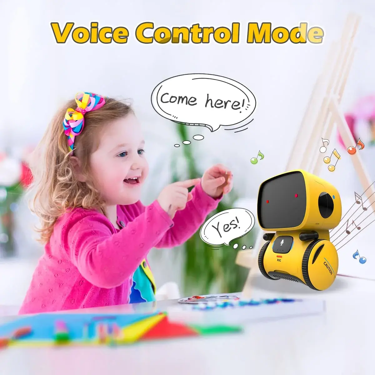 KaeKid Interactive Smart Robot Toy for Kids 3-8 Years Old | Voice Control, Singing, Dancing, Recording, Yellow - view 5
