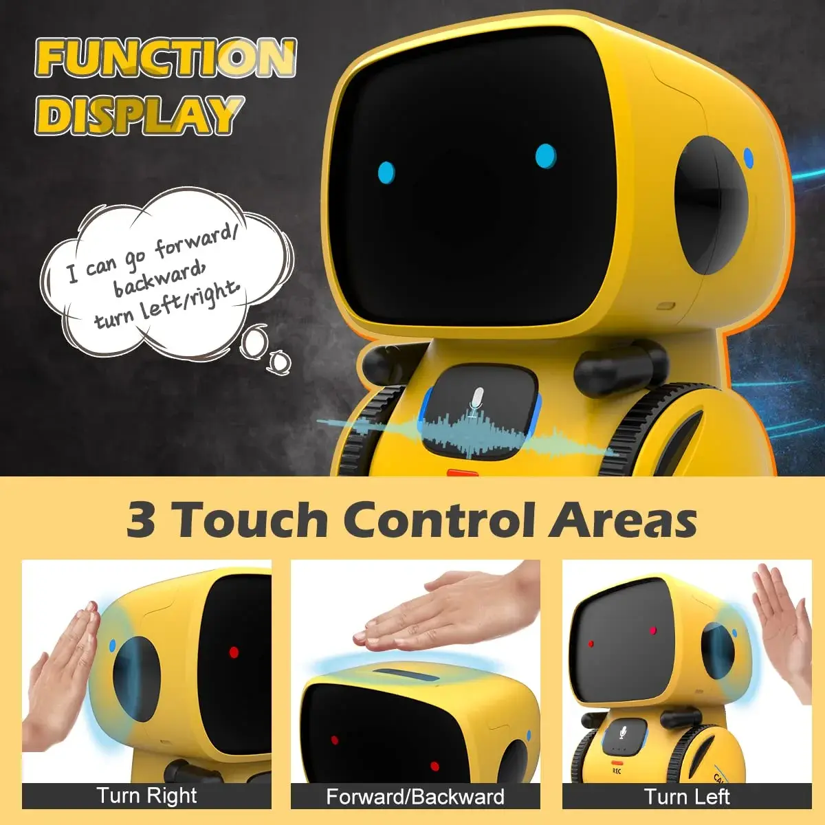 KaeKid Interactive Smart Robot Toy for Kids 3-8 Years Old | Voice Control, Singing, Dancing, Recording, Yellow - view 4