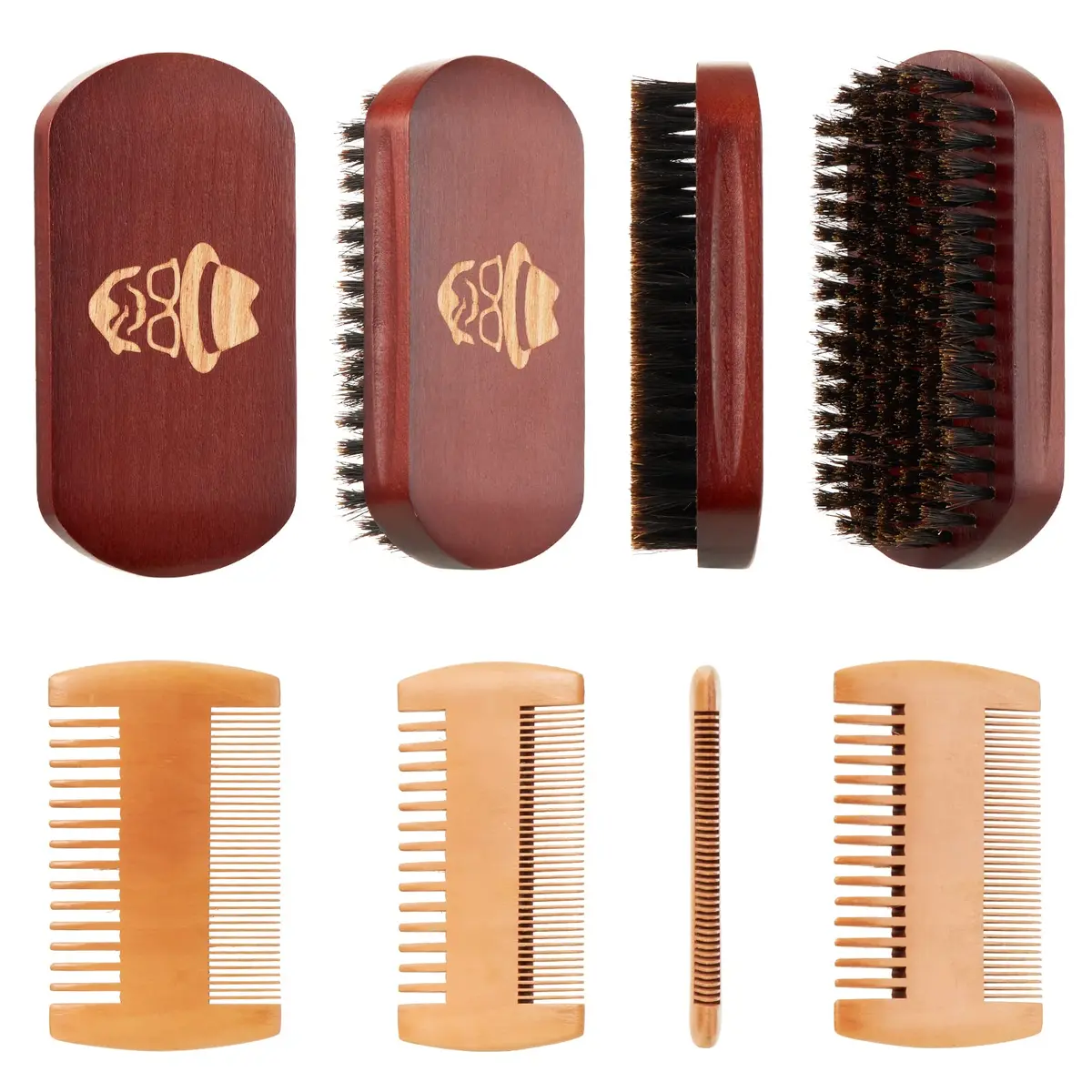 Sosoon Boar Bristle Beard Brush with Walnut Wood Handle | Natural Hair Mustache Grooming Tool - view 6