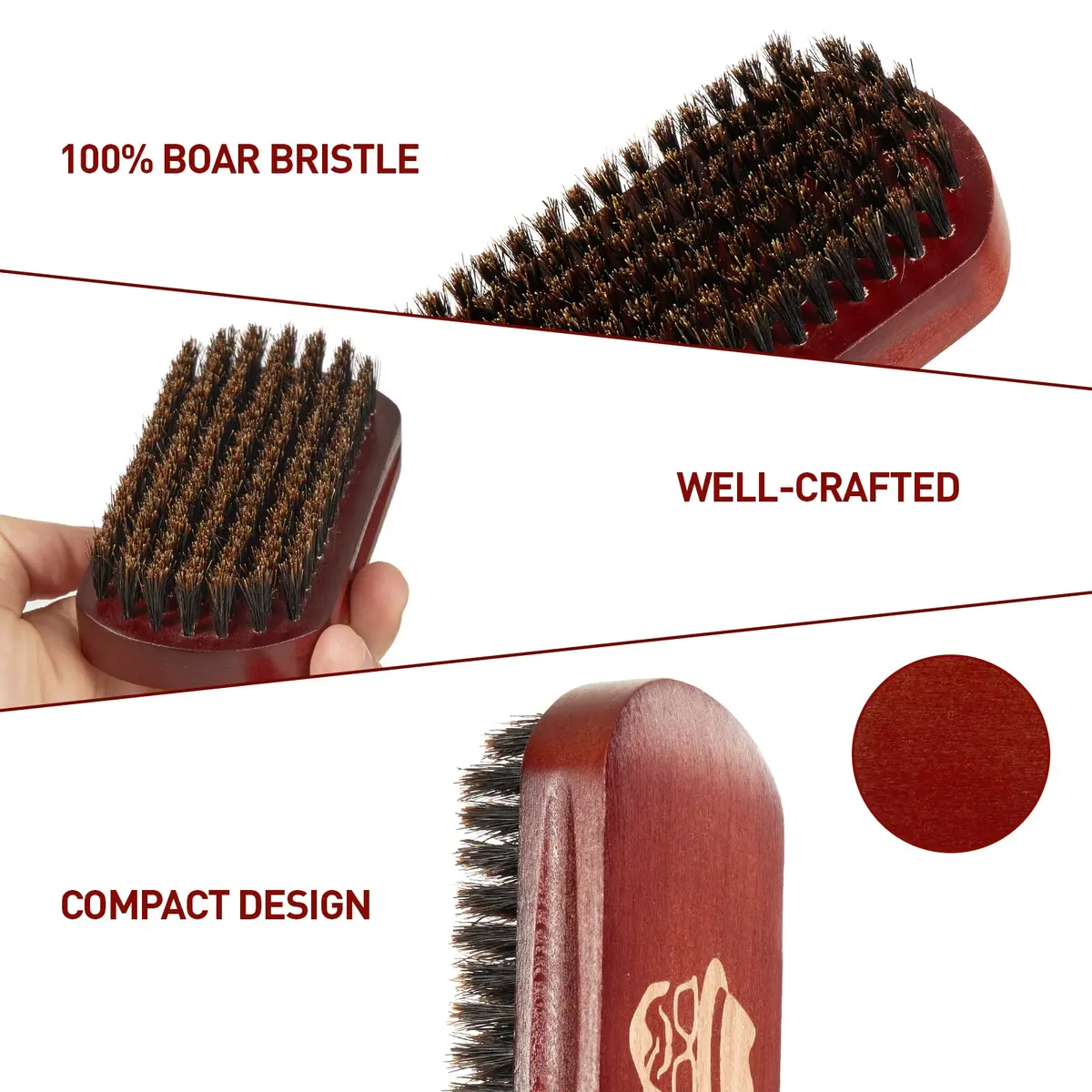 Sosoon Boar Bristle Beard Brush with Walnut Wood Handle | Natural Hair Mustache Grooming Tool - view 2
