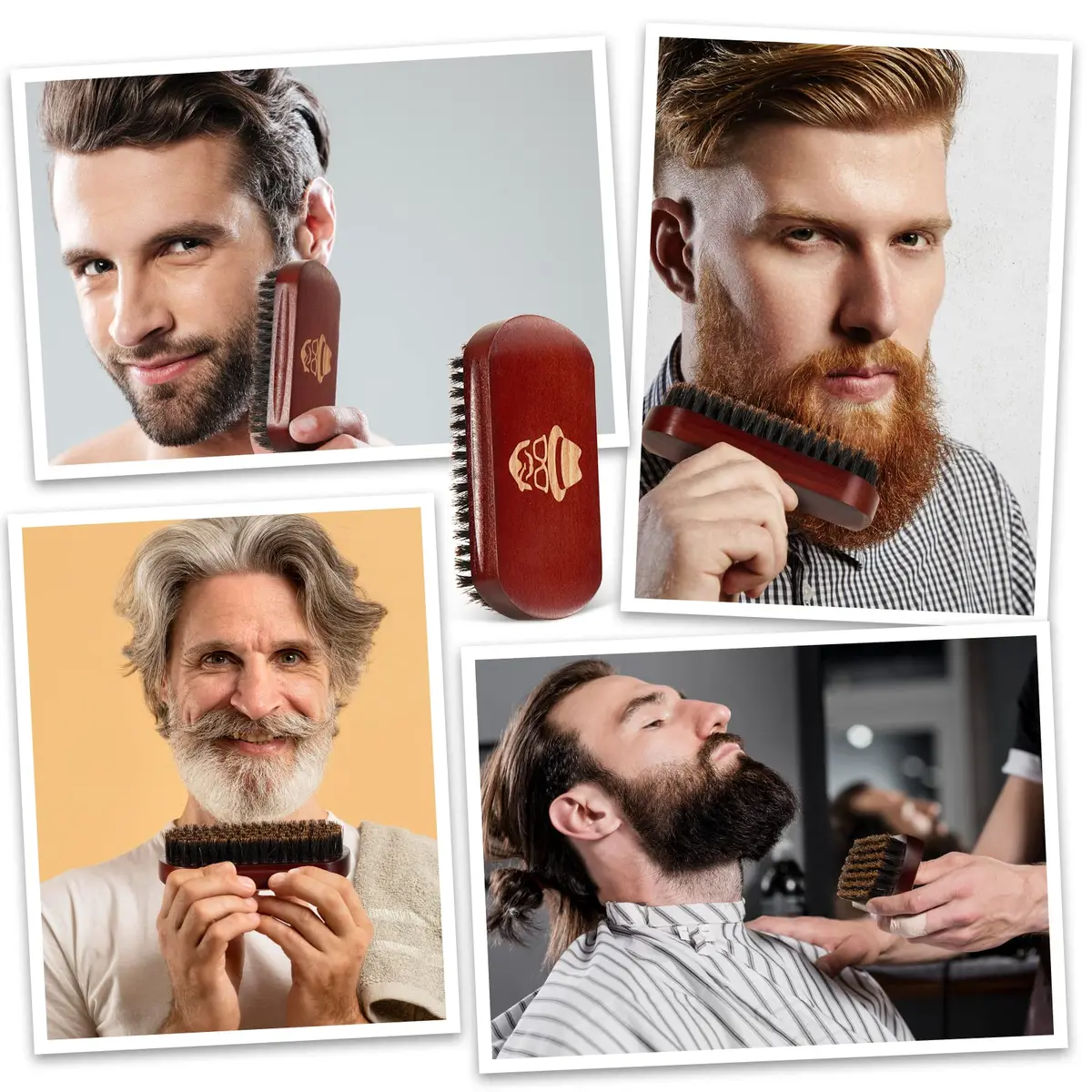Sosoon Boar Bristle Beard Brush with Walnut Wood Handle | Natural Hair Mustache Grooming Tool - view 4