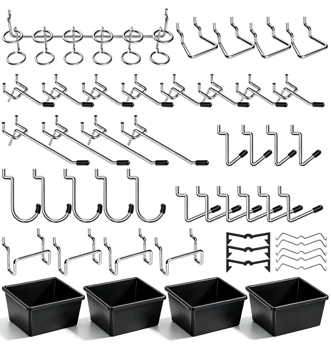 FRIMOONY 117-Piece Pegboard Hook and Bin Set with Peg Locks | Organize Tools, Garage, Kitchen - main product image