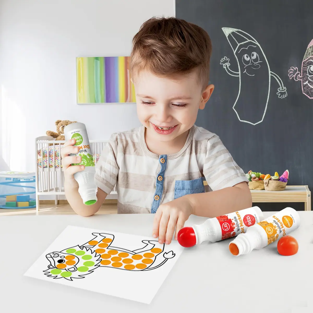 Ultimate Stationery Dot Markers for Toddlers and Kids, 6 Color Bingo Daubers, Washable Paint Markers (6-Pack) - view 5