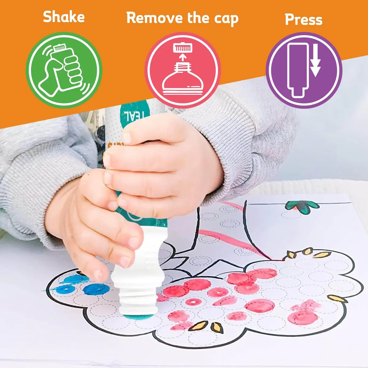 Ultimate Stationery Dot Markers for Toddlers and Kids, 6 Color Bingo Daubers, Washable Paint Markers (6-Pack) - view 6