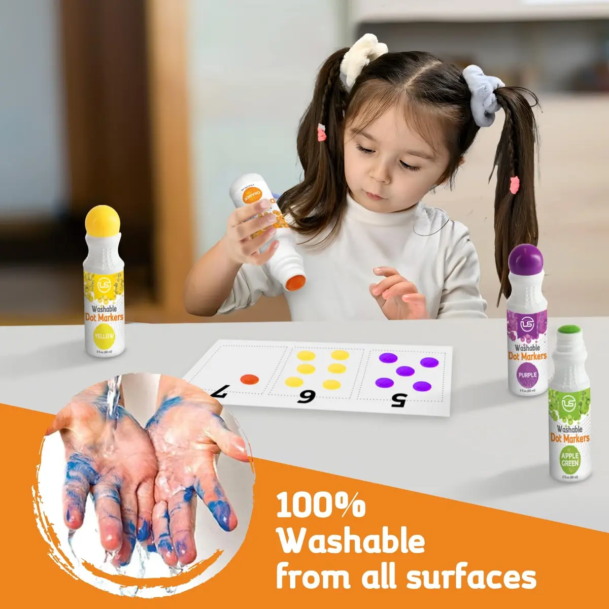 Ultimate Stationery Dot Markers for Toddlers and Kids, 6 Color Bingo Daubers, Washable Paint Markers (6-Pack) - view 2