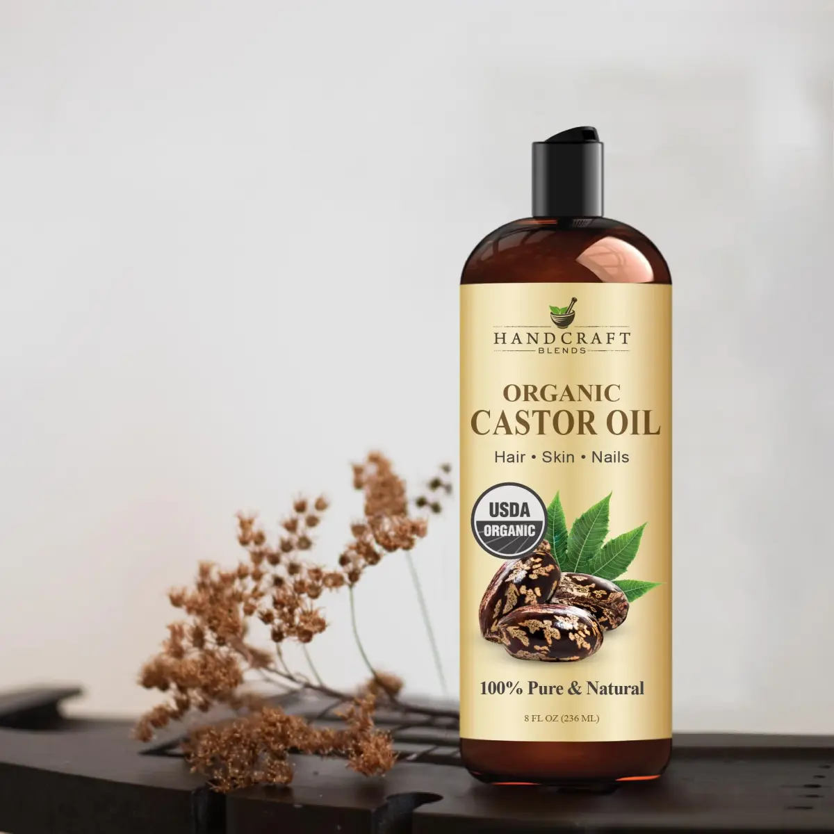 Handcraft Blends Organic Castor Oil 237ml (8 Fl Oz) | USDA Certified Pure & Natural for Hair Growth, Eyelashes, Skin Moisturizer - view 4