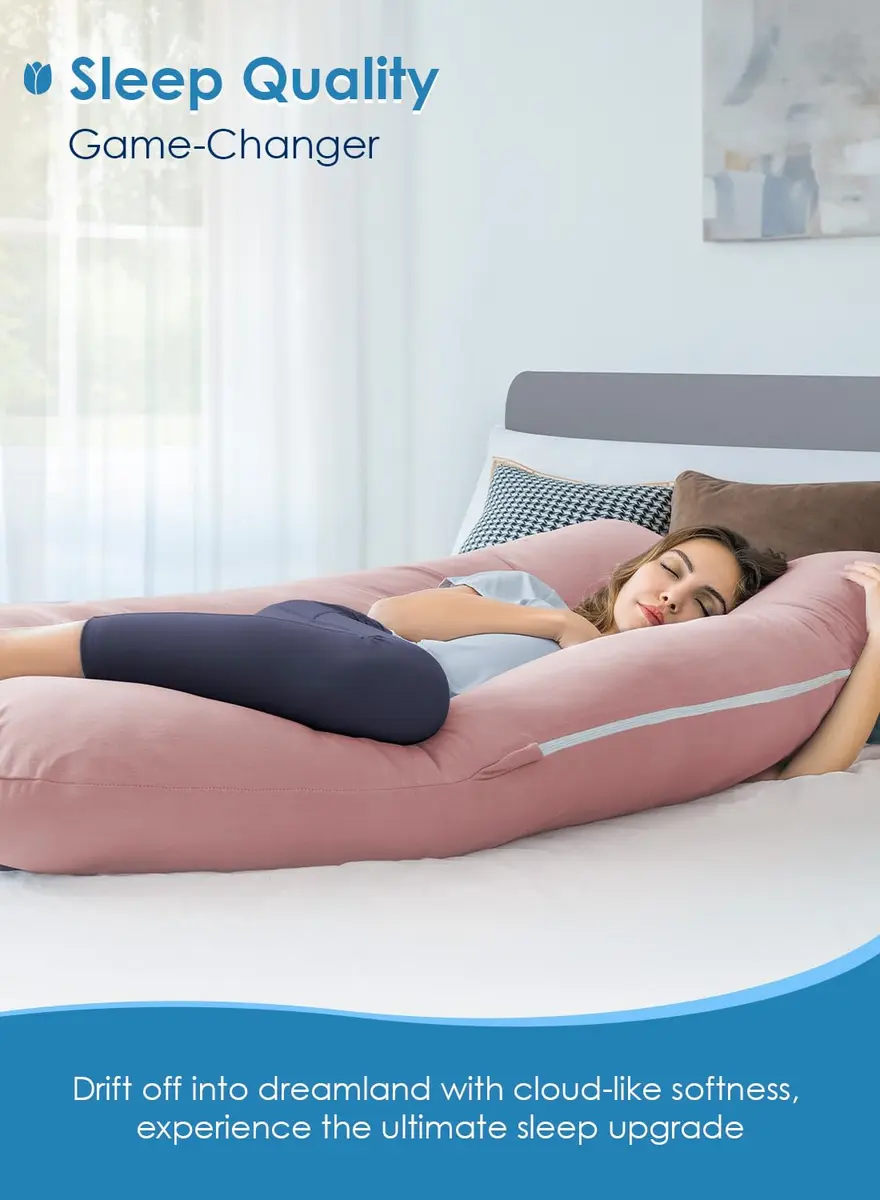 QUEEN ROSE Cooling Pregnancy Pillow U Shaped Maternity Body Pillow 140cm (55in) | Full Body Support for Sleeping - view 4