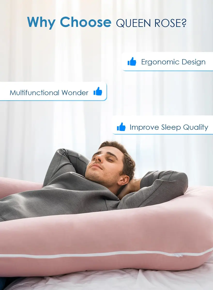 QUEEN ROSE Cooling Pregnancy Pillow U Shaped Maternity Body Pillow 140cm (55in) | Full Body Support for Sleeping - view 6