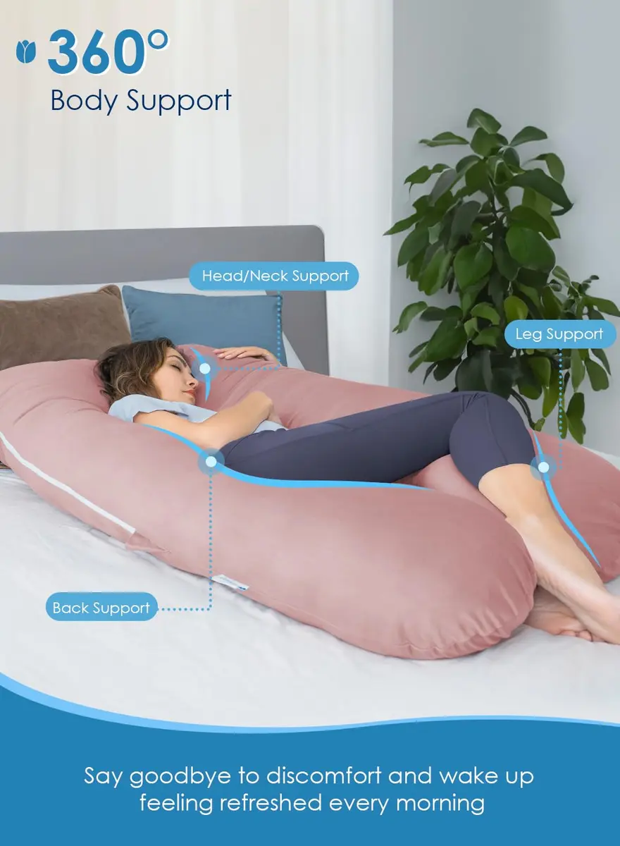 QUEEN ROSE Cooling Pregnancy Pillow U Shaped Maternity Body Pillow 140cm (55in) | Full Body Support for Sleeping - view 2