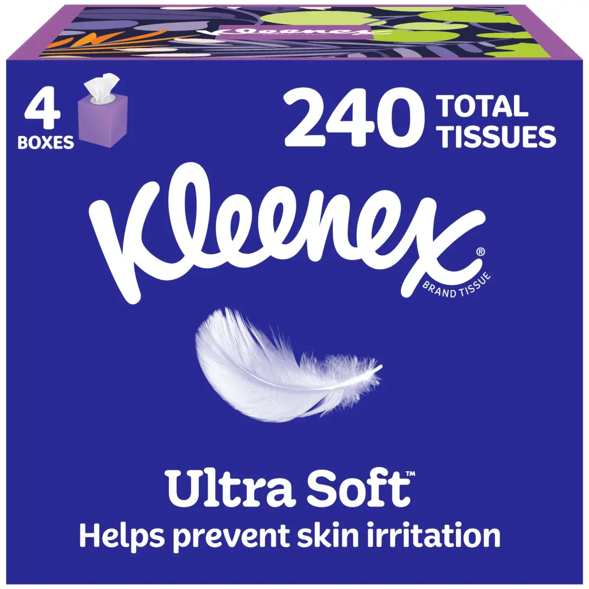 Kleenex Ultra Soft Facial Tissues 60 Tissues per Cube Box | 3-Ply, Hypoallergenic, 4 Cube Boxes - main product image