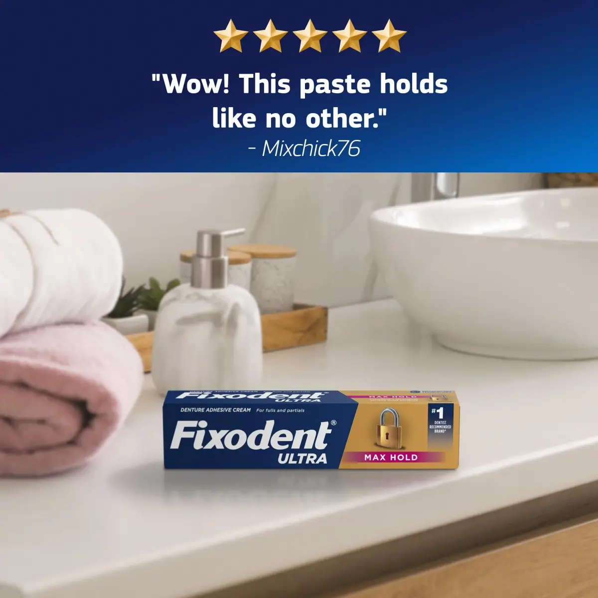 Fixodent Ultra Max Hold Denture Adhesive Cream 2.2 oz (8.8 Fl Oz) | Strongest All-Day Hold for Dentures - view 6