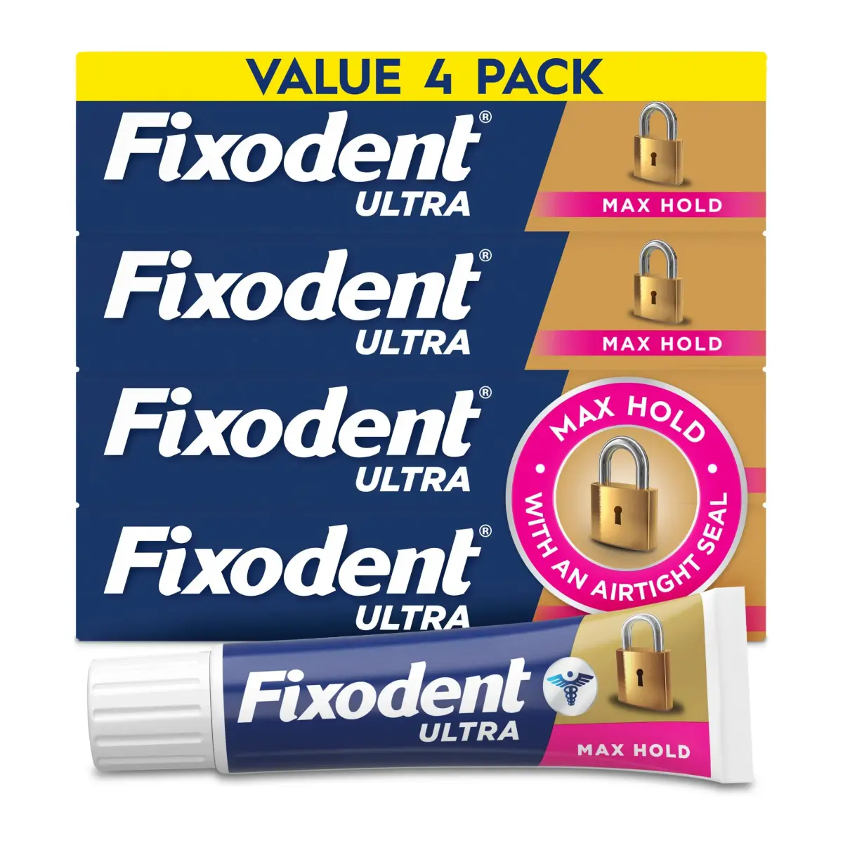 Fixodent Ultra Max Hold Denture Adhesive Cream 2.2 oz (8.8 Fl Oz) | Strongest All-Day Hold for Dentures - main product image