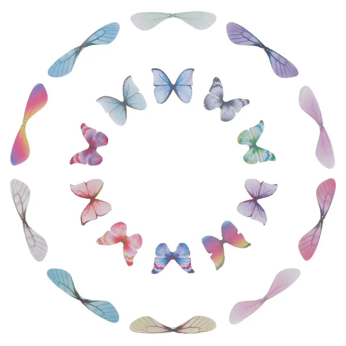 SUNNYCLUE 120Pcs 20 Styles Fabric Wings Charms | Dragonfly & Butterfly Pendants for DIY Jewelry Crafts - main product image