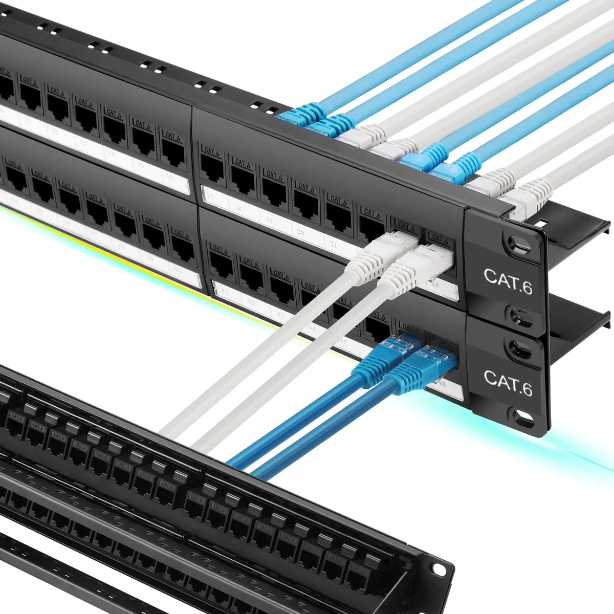 Rapink 48 Port Cat6 Patch Panel 19-Inch Rack Mount | 10Gbps Speed, Toolless Termination, UTP Network for Cat6/Cat5e/Cat5 Cabling - main product image