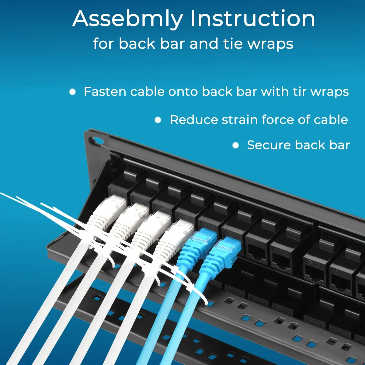 Rapink 48 Port Cat6 Patch Panel 19-Inch Rack Mount | 10Gbps Speed, Toolless Termination, UTP Network for Cat6/Cat5e/Cat5 Cabling - view 7