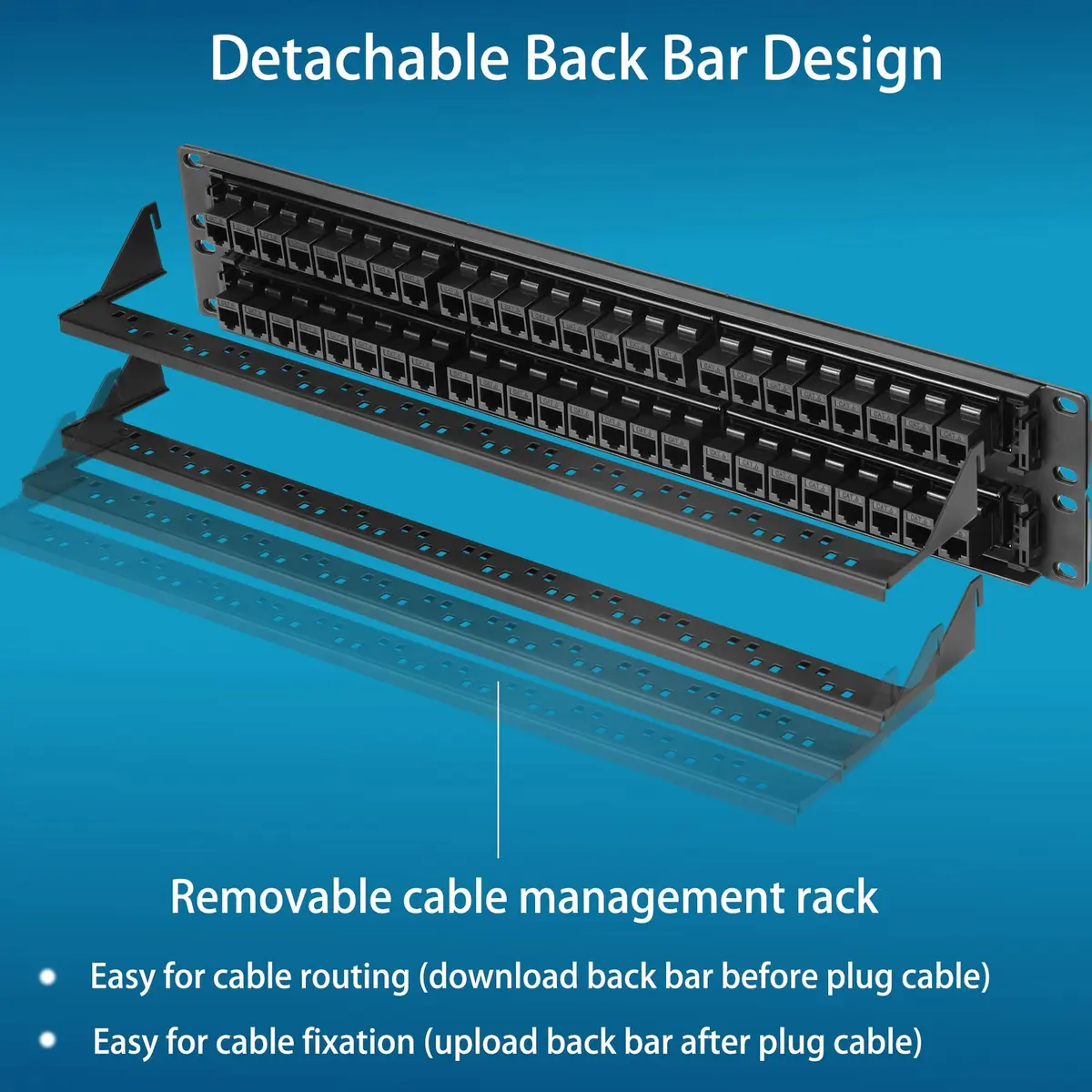 Rapink 48 Port Cat6 Patch Panel 19-Inch Rack Mount | 10Gbps Speed, Toolless Termination, UTP Network for Cat6/Cat5e/Cat5 Cabling - view 8