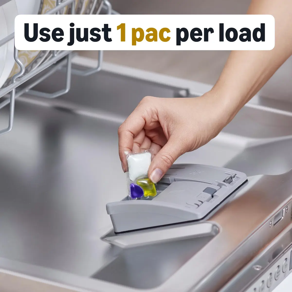 Amazon Basics Triple Action Dishwasher Pacs Lemon Scent 90 Count | Powers Away Food and Stains - view 6