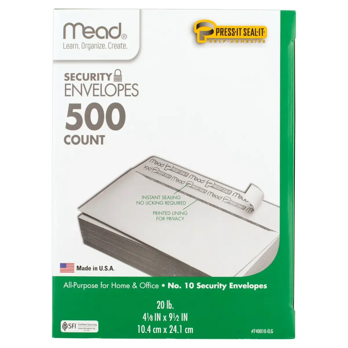 Mead #10 Security Business Envelopes 10.5 cm x 24.1 cm (4-1/8" x 9-1/2") | 500 Count Value Pack - view 6