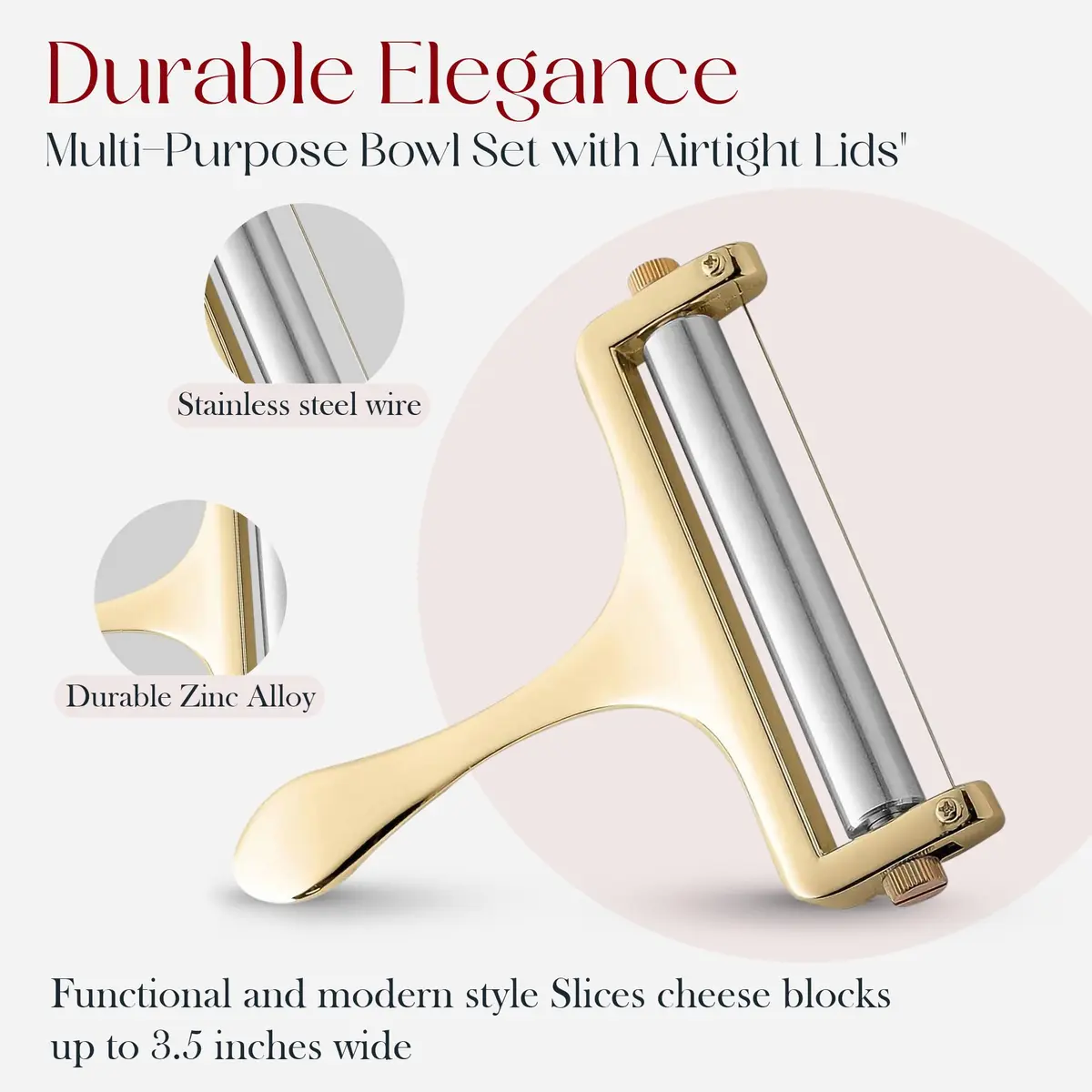 Bellemain Stainless Steel Wire Cheese Slicer with 2 Extra Wires | Adjustable, Durable & Elegant (70-120 chars) - view 2
