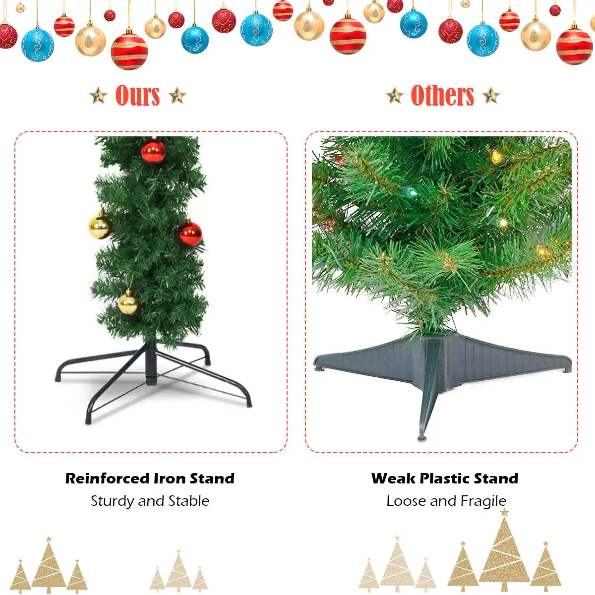 DREAMADE 6ft Pre-Lit Cactus Artificial Christmas Tree | Indoor Faux Seasonal Decor with 120 LED Lights - view 6