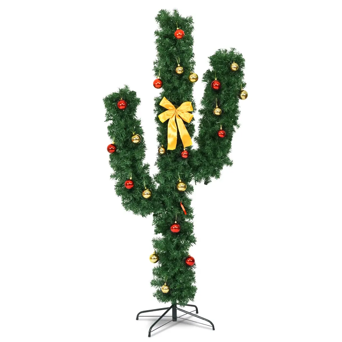 DREAMADE 6ft Pre-Lit Cactus Artificial Christmas Tree | Indoor Faux Seasonal Decor with 120 LED Lights - main product image