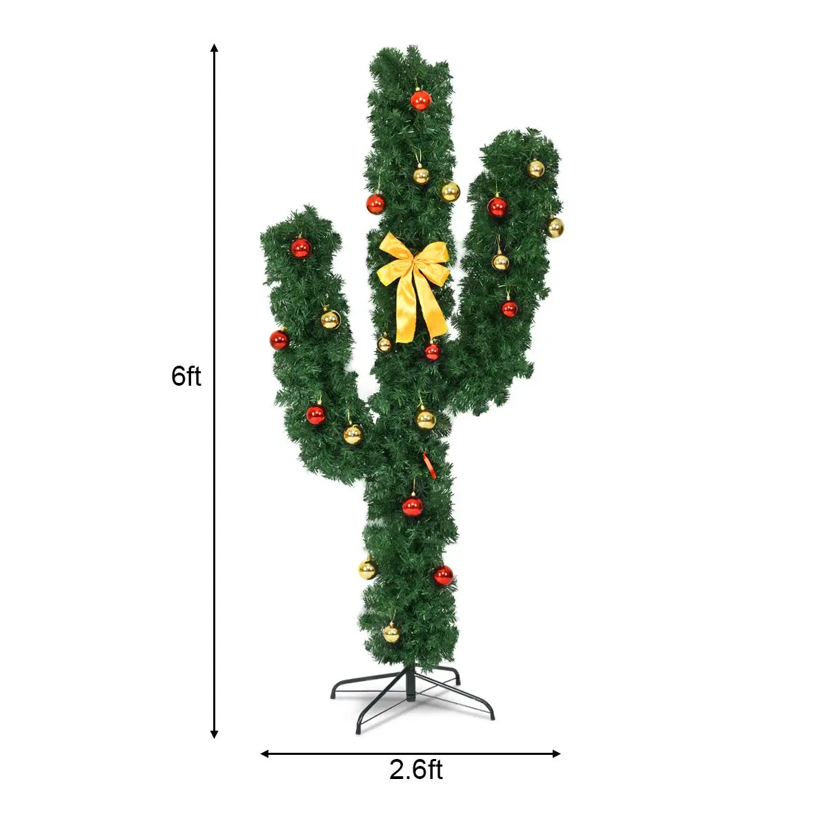 DREAMADE 6ft Pre-Lit Cactus Artificial Christmas Tree | Indoor Faux Seasonal Decor with 120 LED Lights - view 7