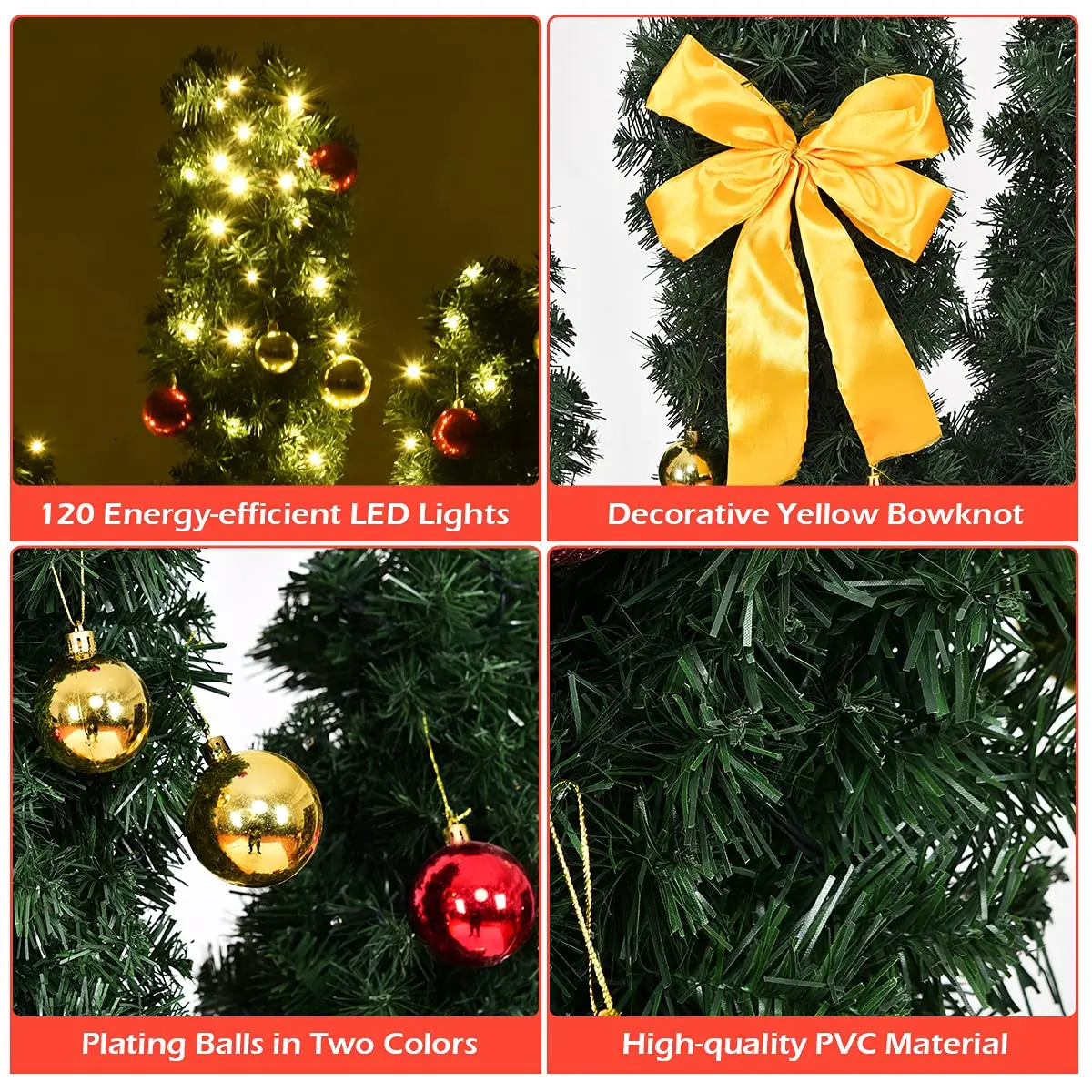 DREAMADE 6ft Pre-Lit Cactus Artificial Christmas Tree | Indoor Faux Seasonal Decor with 120 LED Lights - view 3