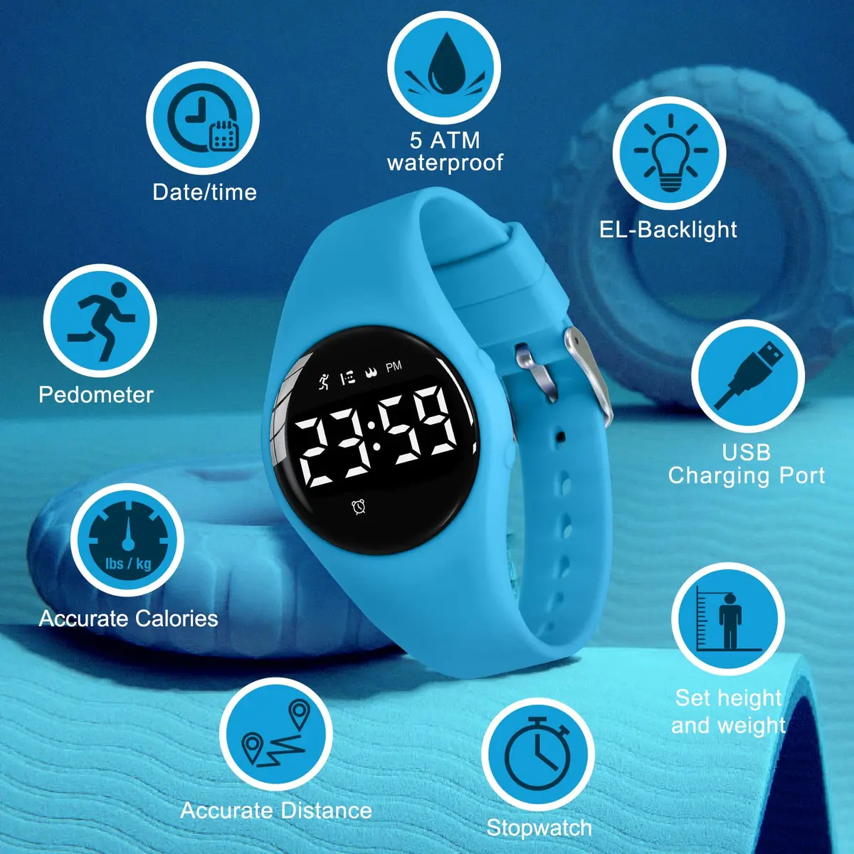 A ALPS Kids Watches for Girls Boys Digital Sport Watch with Step Counter, Waterproof, No App, 50M Waterproof, Ages 5-16 | Fitness Tracker - view 2