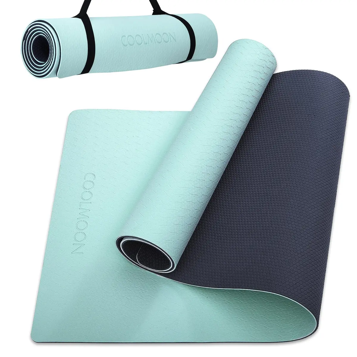 COOLMOON Yoga Mat Non Slip, 1/4 Inch Thick TPE for Women & Men | 72"x24" Exercise & Fitness Mat with Carrying Strap - main product image